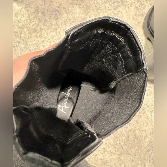 Annabella Black Leather Mid Calf Chunky Y2K Boots Size 7.5/38 - Picture 5 of 7